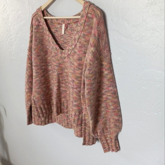 Anthropologie Pilcro Oversized Deep V-neck Sweater Heather Multi S - Picture 5 of 14